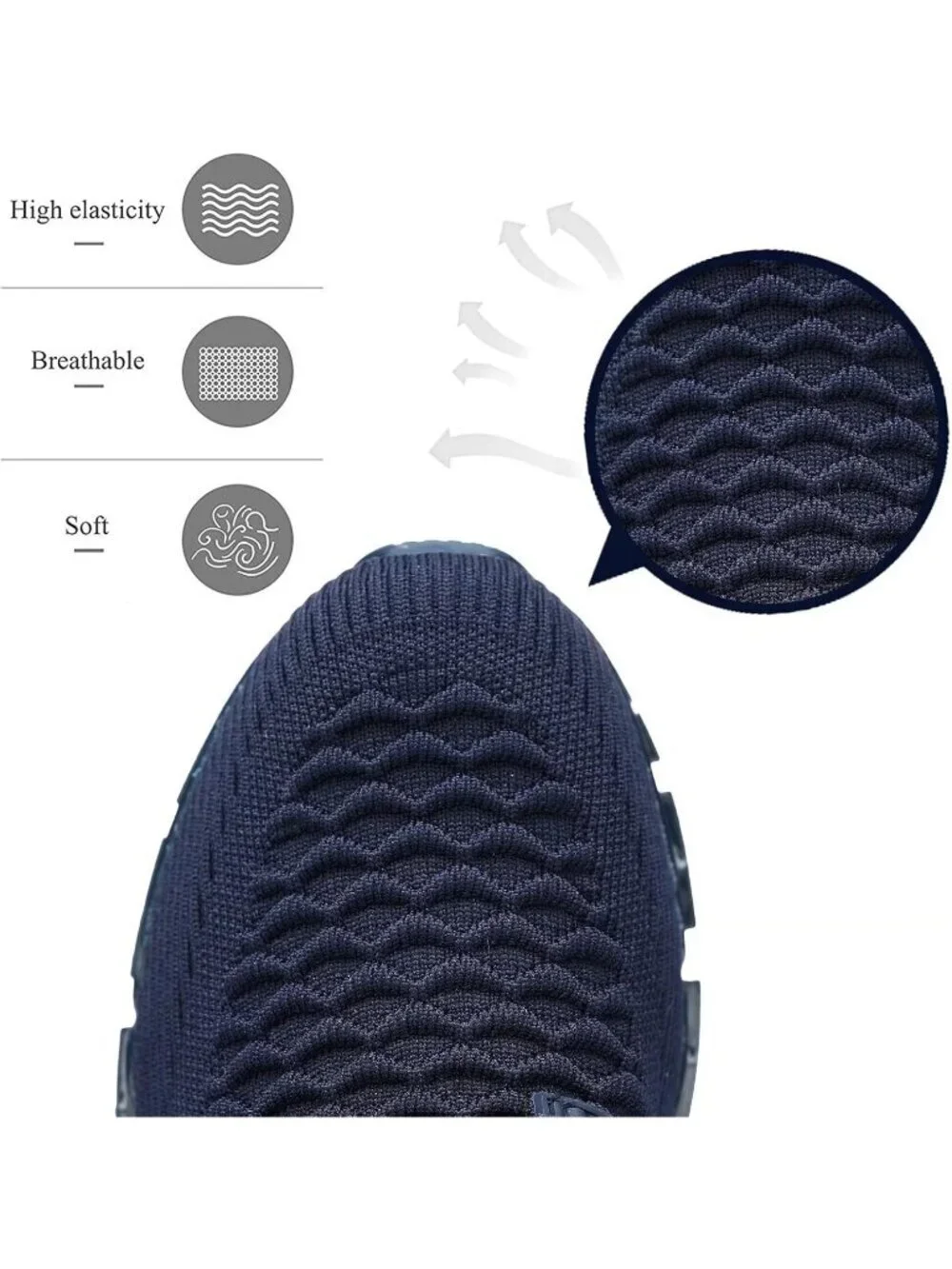 Men's Dark Blue Comfort Non Slip Blade Athletic Trainer Slip on Sneaker Shoes